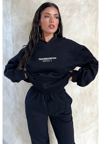So Fetch Series 2 Eşofman Takımı Sweatshirt Jogger - Siyah Baskılı Oversize Şardonlu Kapüşonlu Siyah So Fetch Series 2 Eşofman Takımı Sweatshirt Jogger - Siyah Baskılı Oversize Şardonlu Kapüşonlu Siyah