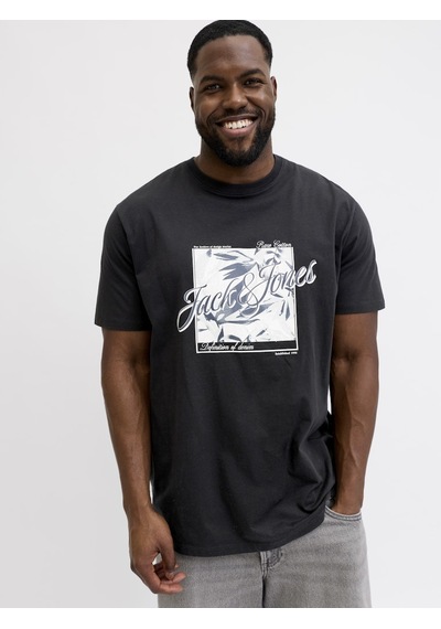 Jack & Jones Jack Jones Baskılı Büyük Beden Tişört 12295982 Siyah