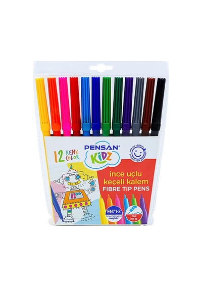 Pensan Kidz Keçeli Kalem 12 Renk İnce Uçlu 5000