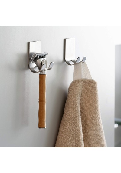 Paslanmaz Çelik Metal Banyo Jilet Ve Traş Bıçağı Tutucu, Kendinden Yapışkanlı, Çift Askılı, Delme Gerektirmez, Su Geçirmez, Nemli Ortama Dayanıklı, Fayans, Mermer, Cam, Ahşap Uyumlu