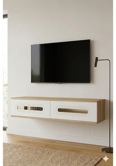 Tda1220dbg Rany Duvara Montaj Tv Sehpası Safirmeşe-beyaz-gold 120cm