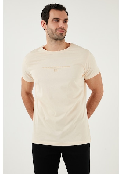 Buratti Pamuklu Slim Fit Bisiklet Yaka Erkek T Shirt 541Tactical Bej