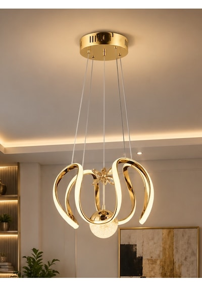 Ey-El Tasarım Modern Sakıt Led Avize 3 Renk Led A+++ Gold