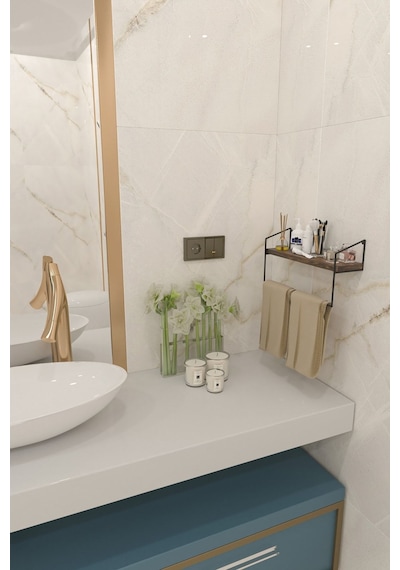 Banyo Mutfak Havluluk Dekoratif Metal Havluluk Düzenleyici El Havlusu Havlu Askısı Duvar Rafı Koyu Kahve