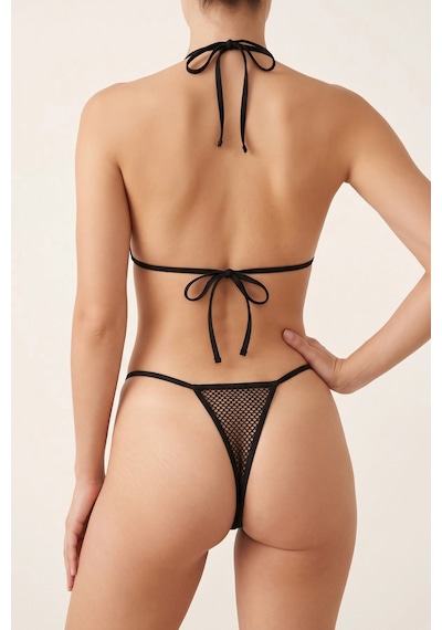 Veraura Lifestyle Siyah Boyundan Bağlamalı File Bralet Ve T-string Fantazi Takım Tm1482