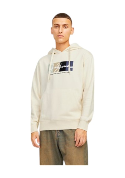 Jack & Jones Erkek Kapüşonlu Sweatshirt 12262421 Krem