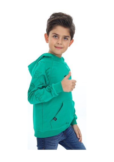 Toontoy Kids Toontoy Erkek Çocuk Relax Fit Kapüşonlu Cepli Reglan Kol Baskılı Sweatshirt - 2 İplik Yeşil Toontoy Kids Toontoy Erkek Çocuk Relax Fit Kapüşonlu Cepli Reglan Kol Baskılı Sweatshirt - 2 İplik Yeşil