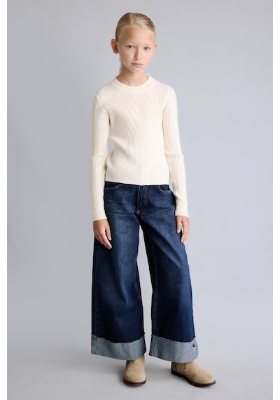 Defacto Wide Leg Konforlu Ve Ferah Geniş Paça Jean Pantolon Kız Çocuk I3363a826wnnm34 Mavi-nm34