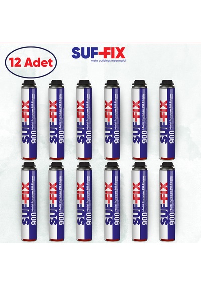 Suf-fix 900 Tabancalı Pu Montaj Köpüğü 750ml 12 Adet Toptan Paket Usta Köpüğü