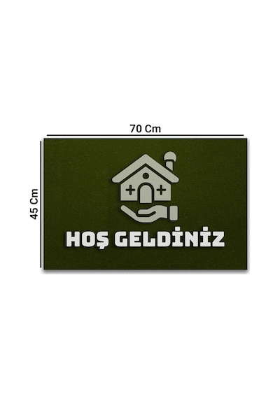 Valerine Life Emlakçı Gayri Menkul Ofisi Zeytuni Yeşili Hoş Geldiniz Kapı Önü Paspası 45x70cm
