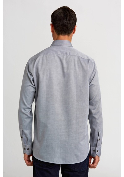 Bisse Regular Fit Paşa Yaka Düğmeli Gri Basic Spor Erkek Gömlek Gmars0322301203 D55 Gri