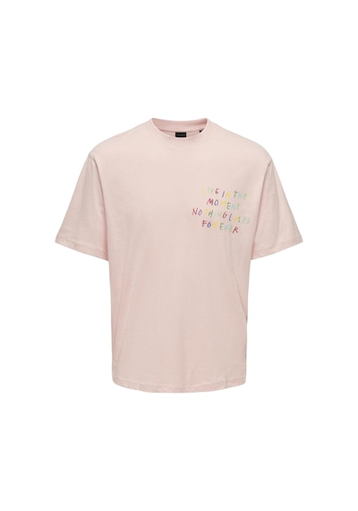 Only O Yaka Baskılı Erkek T-shirt Onsmanı Lıfe Rlx Hıdeout Ss Tee Pembe