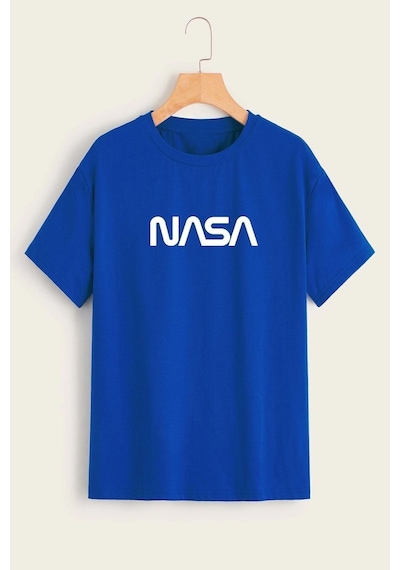 Uyguntarz Unisex Nasa Tasarım Tshirt Mavi