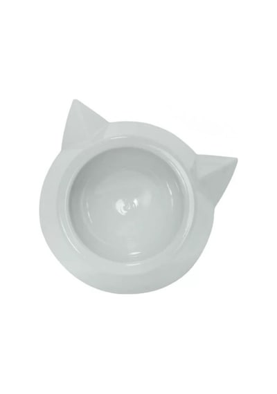 Plastik Tekli Kedi Mama Ve Su Kabı - Beyaz