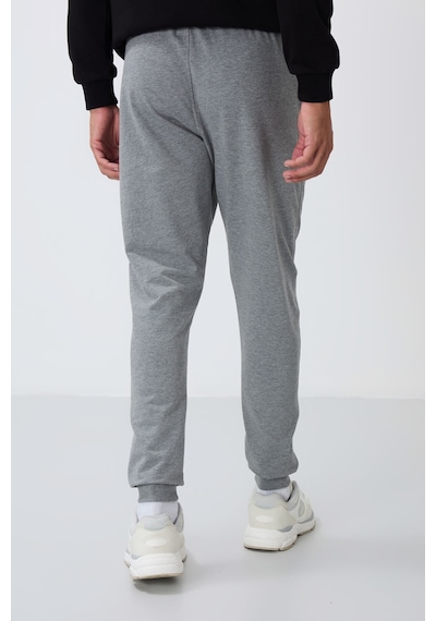 Tommy Life 84651 Erkek Fermuar Cepli Standart Kalıp Jogger Eşofman Alt Gri Melanj