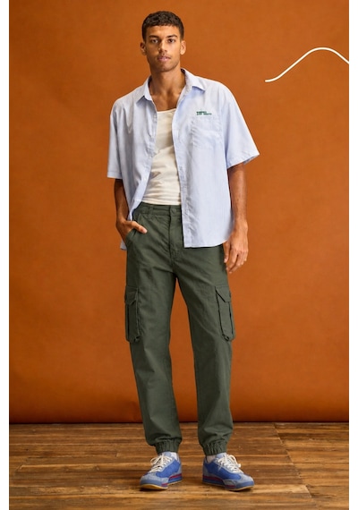 Tarz Cool Erkek Slim Fit Körüklü Jogger Paçası Lastikli Pantolon Haki