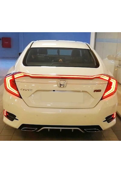 Honda Civic Fc5 2016-2021 Hareketli Sinyalli Led Stop Ve Spoiler Takımı Kırmızı
