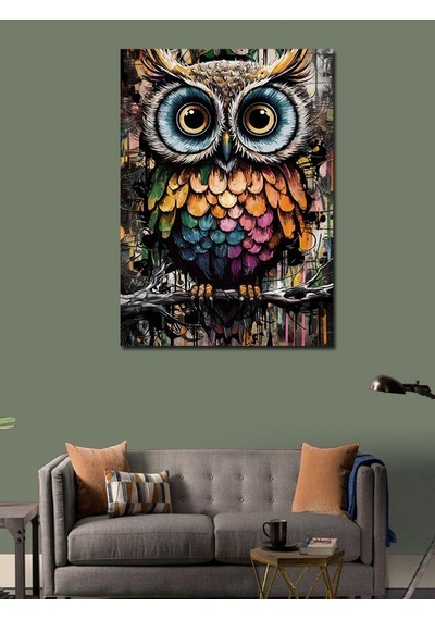 Kanvas Tablo Sevimli Şaşkın Baykuş 70cmx100cm