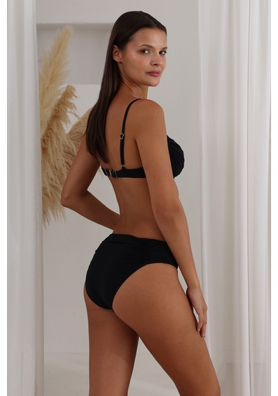 Lapıeno Balenli Yanları Sürgülü Bikini Takım 4220 Siyah