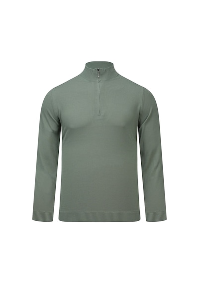 Hatemoğlu Yeşil Regular Fit Yarım Balıkçı Yaka Fermuarlı Kazak 2977640 Yeşil