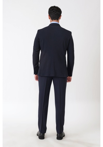 Efor Slim Fit Esnek %97 Yünlü Düz Lacivert Kruvaze Takım Elbise Tk 956