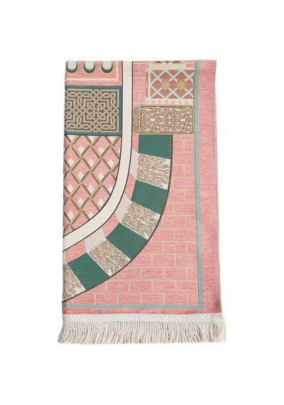 Lüks Mihrap Desenli Şönil Dokuma Seccade Pembe Pembe