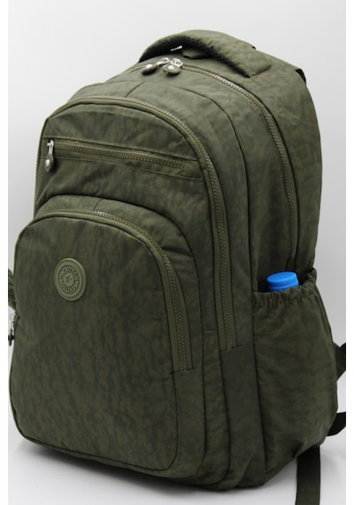 Günlük Krinkıl Kumaş Unisex Okul Sırt Çantası 1800 Haki