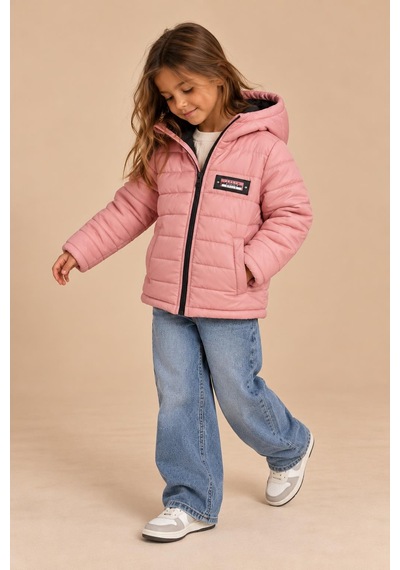 Alexandergardi Puffer Kapüşonlu Unisex Çocuk Şişme Mont Pudra