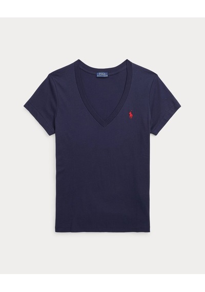 Polo Ralph Lauren Pamuklu Kadın V Yaka Tişört Lacivert