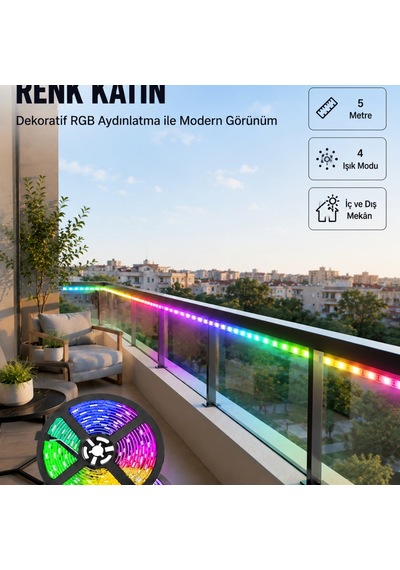 5 Metre Kumandalı Rgb Şerit Led Aydınlatma 00956465