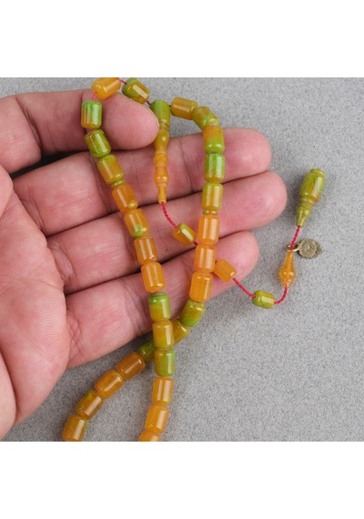 Sıkma Kehribar Usta İşi İmzalı Bilek Boy Kapsül Kesim 6x8mm Tesbih