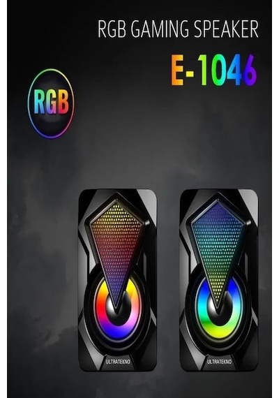 E-1046 Bilgisayar Hoparlörü Led Işıklı Rgb Laptop Pc Uyumlu 1+1 Speaker