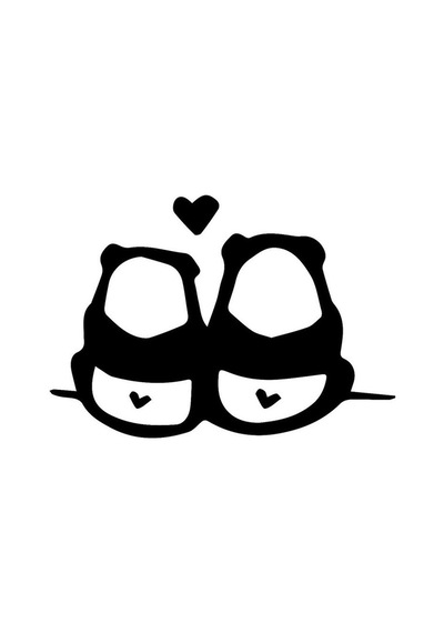 Sevimli Panda Sticker Yapıştırması Sİyah Renk 18CM