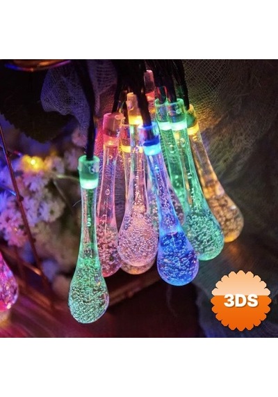 7m 50 Led Damla 8 Fonksiyonlu Solar Panelli Rgb