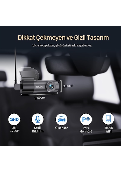 Kawa D5 Gen2 2k 1296p Wifi 145 Geniş Açı Lens Gece Görüşlü 32gb Hafıza Kartlı Akıllı Araç Kamerası