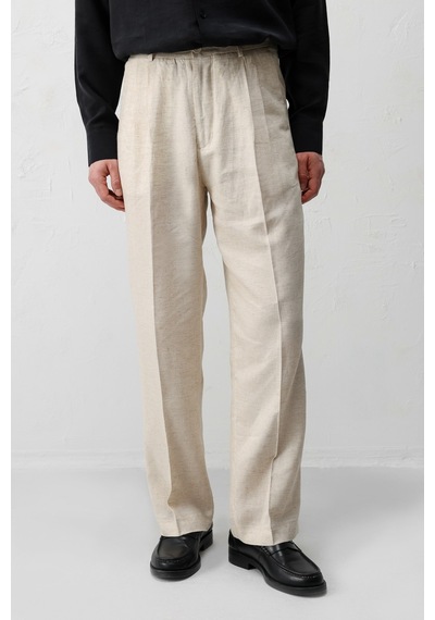 Antioch Keten Karışımlı Erkek Baggy Pantolon Ekru