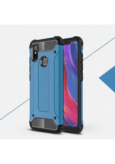 Kilifone - Xiaomi Uyumlu Mi 6x / Mi A2 - Kılıf Çift Katman Zırh Tank Crash Military Kapak - Mavi