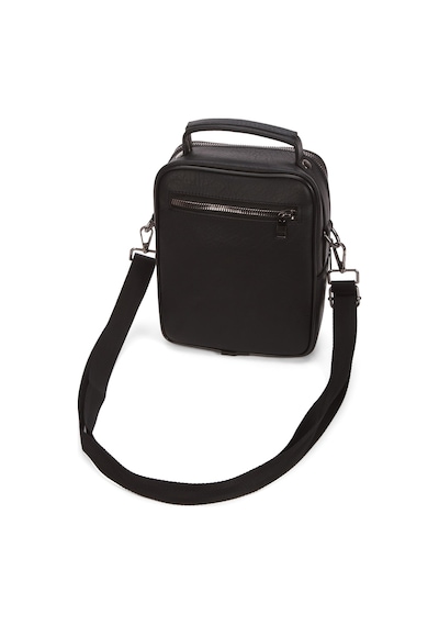 Newish Polo Erkek Deri Kapaklı Omuz Ve El Çantası 17x22cm New337 - Siyah