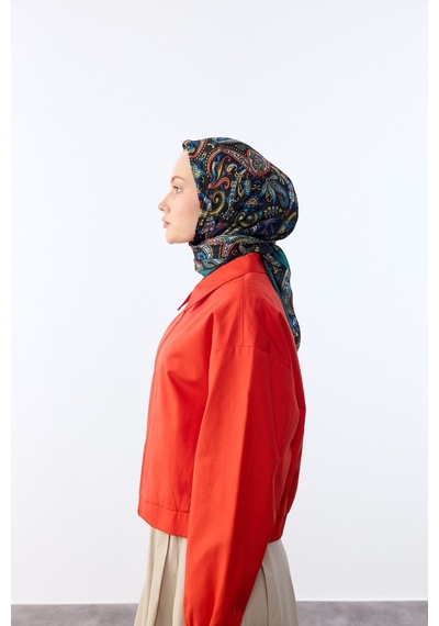 Mirsoy Scarf Rana Etnik Desen Eşarp Siyah