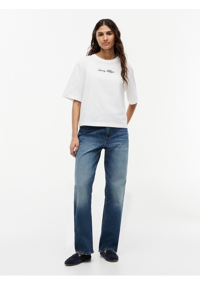 Tommy Hilfiger Classıc Scrıpt Trapeze Tee Kadın Beyaz T-shirt - Ww0ww50948