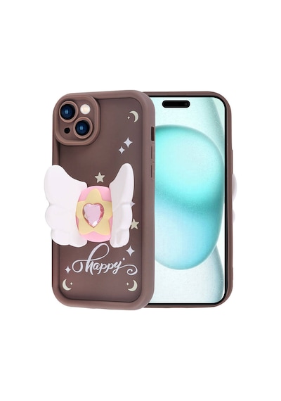 Zore Apple Uyumlu iPhone 15 Plus Kılıf Kamera Korumalı Figür Tasarımlı Kapya Kapak-pembe Açık Pembe Açık
