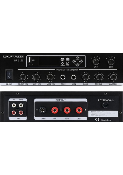 Luxury, 100 Watt 2 Bölge Ses Kontrolü Usb / Sd Kart Okuyucu, Bluetooth Özellikli Hat Trafolu Ses Anfisi