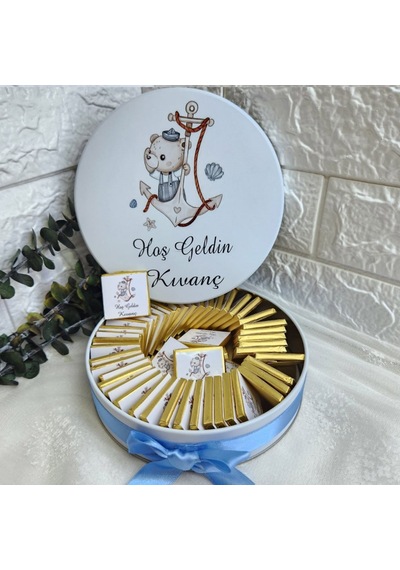 Çapalı Denizci Bebek Çikolatası Metal Kutulu Uv Baskılı 50 Adet