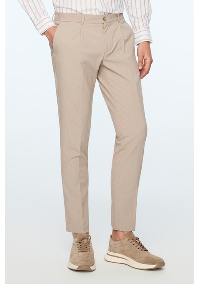 Morven Erkek Bej Poliviskon Trend Desenli Slim Fit Lastikli Pantolon 26ys003004653 Bej
