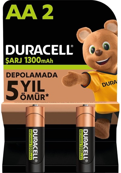 Şarj Edilebilir Pil Aa Kalem 2'li Paket , 1300 Mah Nimh, 2000 Sarj Döngüsü, Önceden Sarj Edilmiştir
