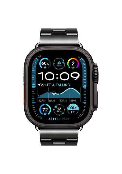 Apple Uyumlu  Watch  Ultra 49mm Zore Krd-125 Metal Kordon Strap Kayış-siyah