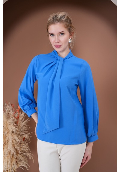 Rima Elegance Bağlamalı Bluz Mavi