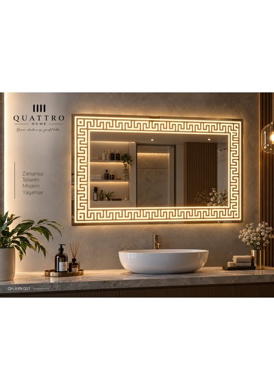 Dikdörtgen Dokunmatik Işıklı Banyo Aynası 80-60 Çap Açık Gri