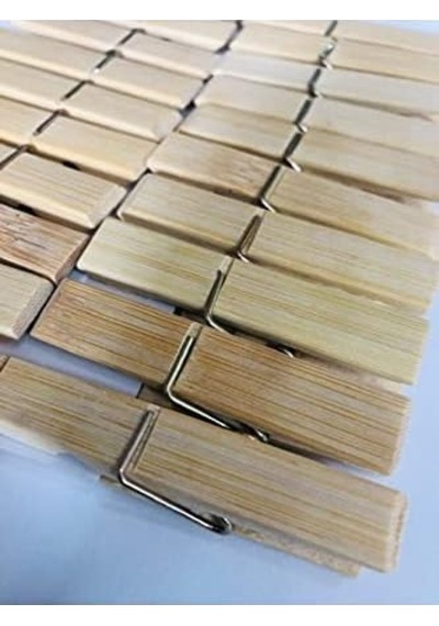 Bambu - Ahşap Mandal - Çamaşır Mandalı Açık Ahşap