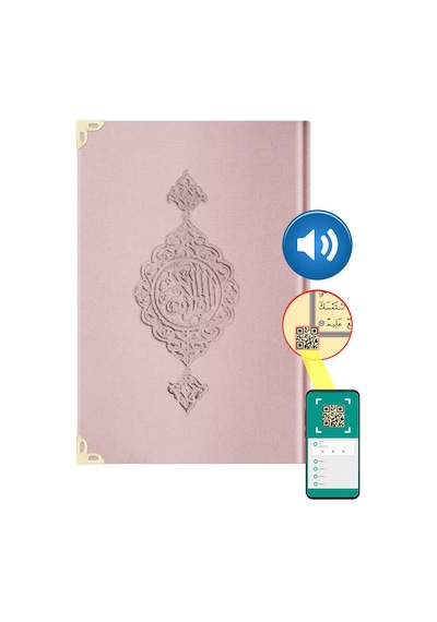 Hafız Boy Kadife Kur'an-ı Kerim (Pudra  Pembe, Yaldızlı, Mühürlü)
